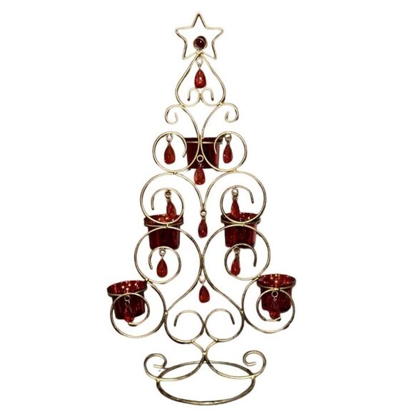 Rustic Metal Christmas Tree Candle Holder - Picture 8 of 9